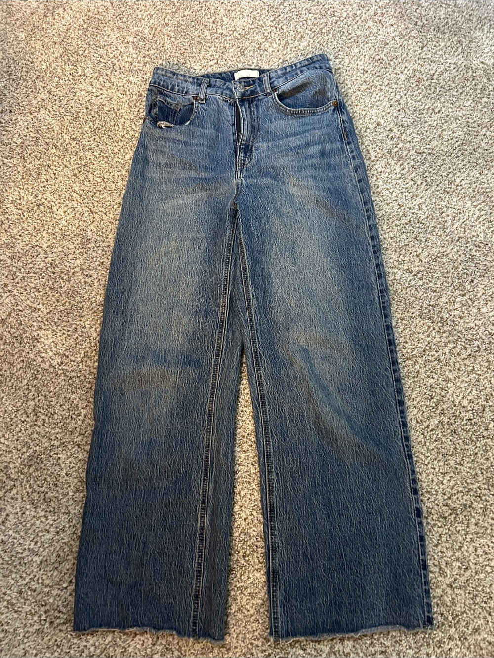 H&M Wide Leg Denim Jeans in Medium Blue